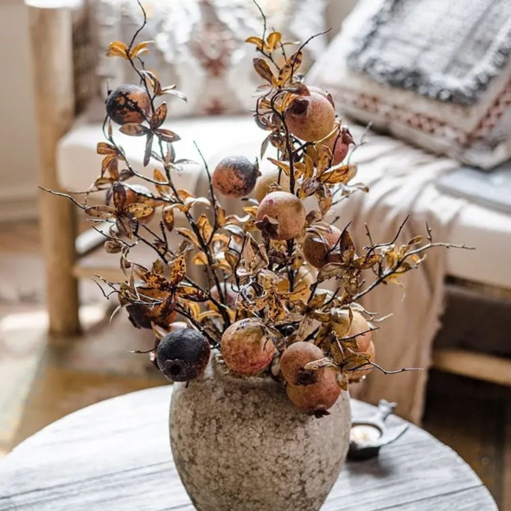7 Head Artificial Dried Pomegranate Fruit Stem Homestuffbd 2 7 Head Artificial Dried Pomegranate Fruit Stem Homestuffbd 2