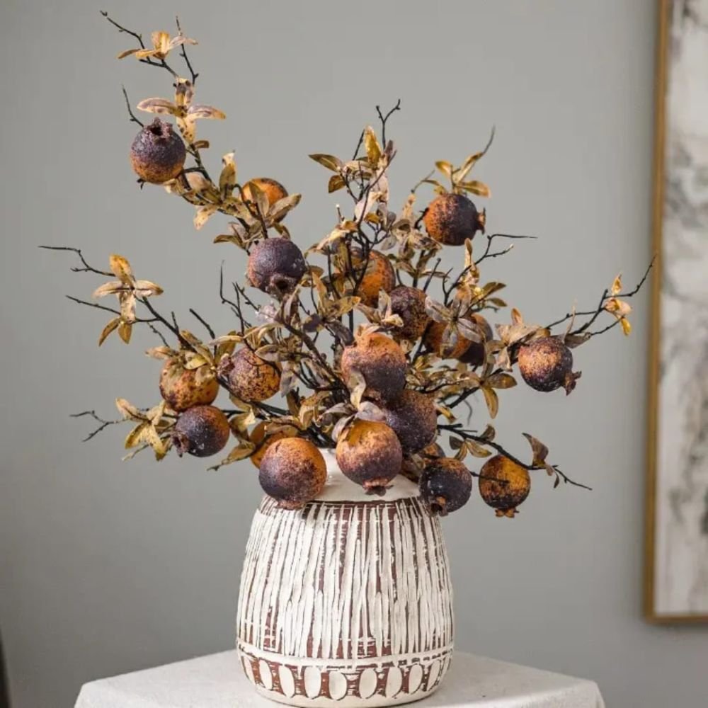 7 Head Artificial Dried Pomegranate Fruit Stem Homestuffbd 4 7 Head Artificial Dried Pomegranate Fruit Stem Homestuffbd 4