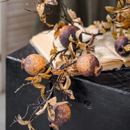 7 Head Artificial Dried Pomegranate Fruit Stem Homestuffbd 5