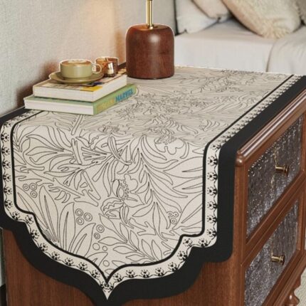 French Monochrome Floral Nightstand Cabinet Runner Homestuffbd 2
