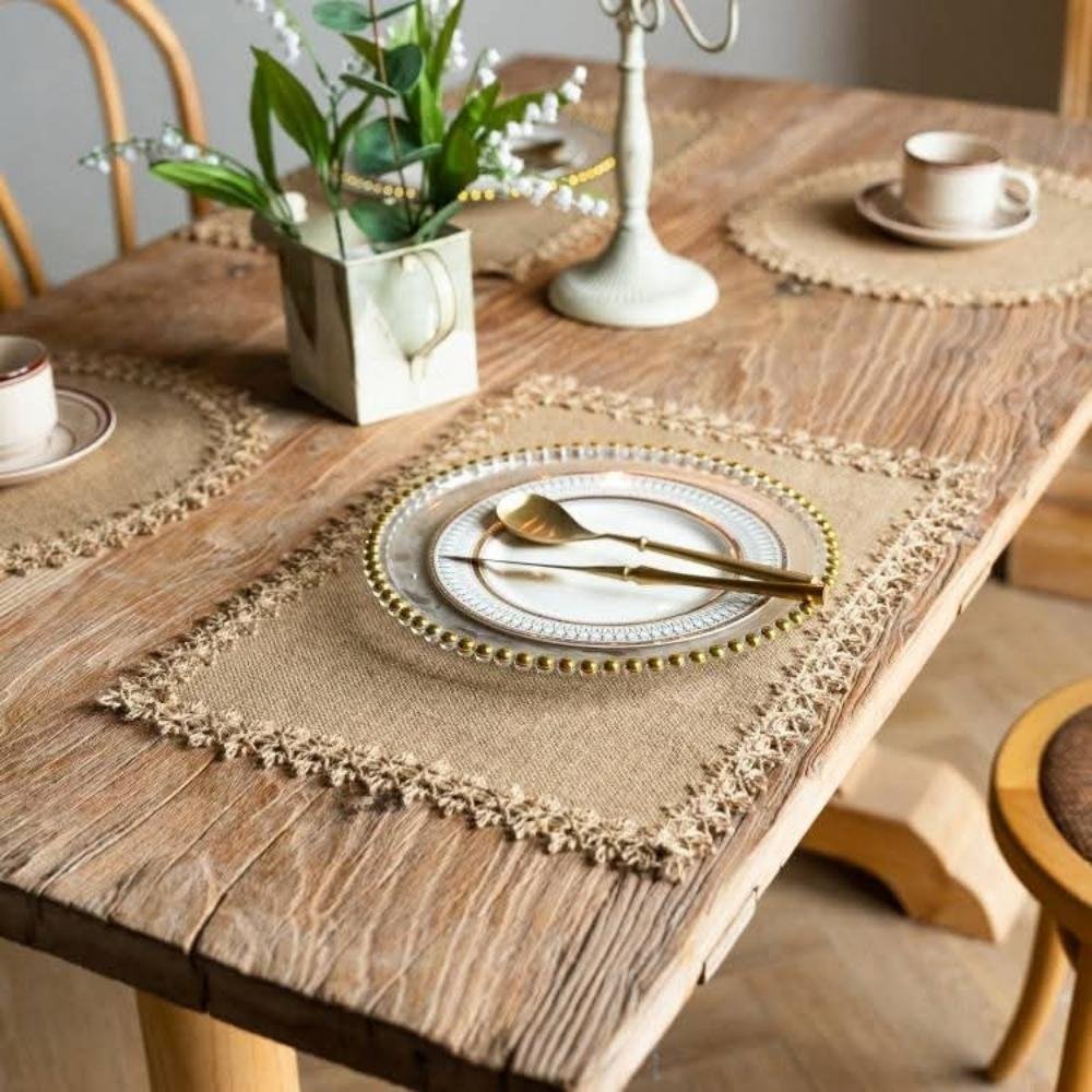 Rustic Boho Burlap Table Placemats Homestuffbd 6 Rustic Boho Burlap Table Placemats Homestuffbd 6