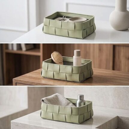 Homestuffbd Contemporary Basketweave Inspired Organizer Matcha 1